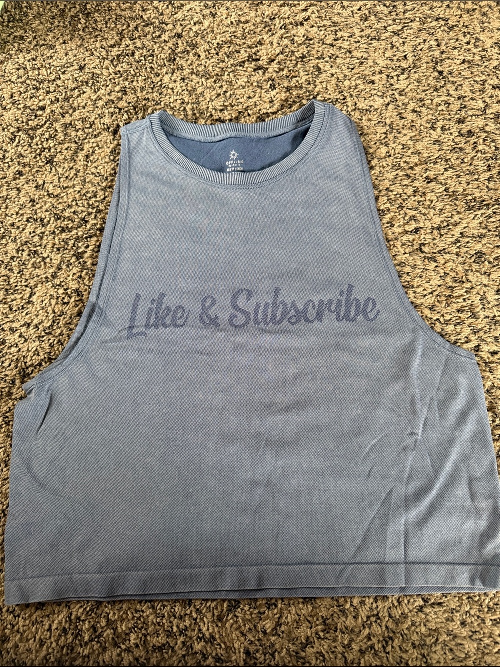 aerie Light Blue "Like & Subscribe"  Tank Top